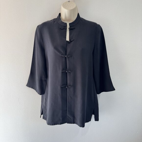 Vintage Y2K 90s Lauren Ralph Lauren Shirt PM Petite 100% Silk Cheongsam Asian - Picture 1 of 9